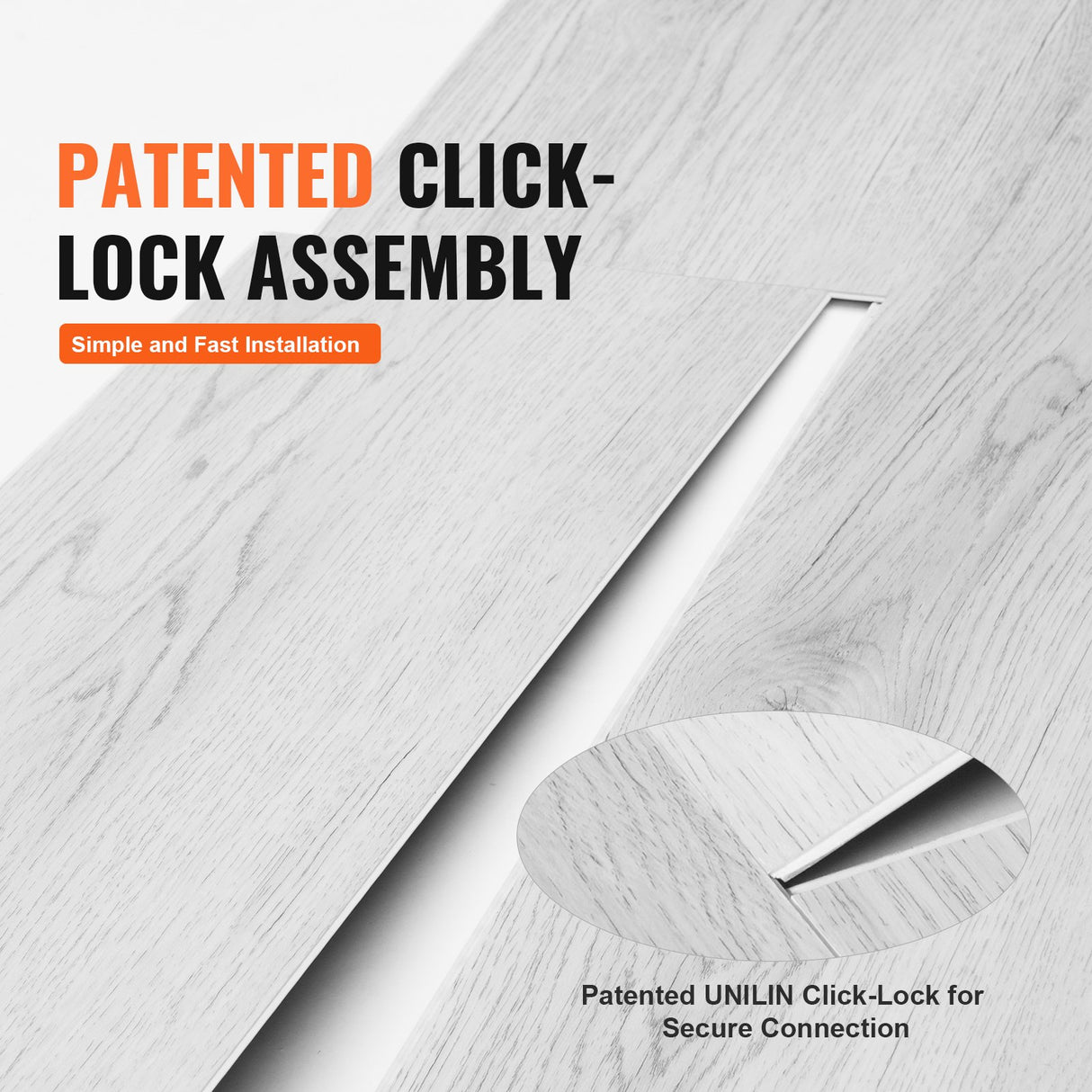 VEVOR Interlocking Vinyl Floor Tiles 48 x 7.3 inch, 10 Tiles 5.5mm Thick Snap Together, Light Gray Wood Grain DIY Flooring for Kitchen, Dining Room, Bedrooms & Bathrooms, Easy for Home Decor