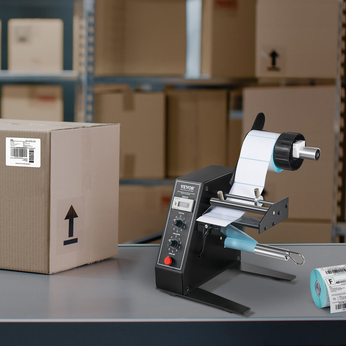 VEVOR Automatic Label Dispenser, Width 15-125 mm, Length 3-150 mm, Automatic Label Stripper Label Separating Machine, Speed Adjustable Label Applicator, Auto Counting 0-999999 for Various Label Sizes
