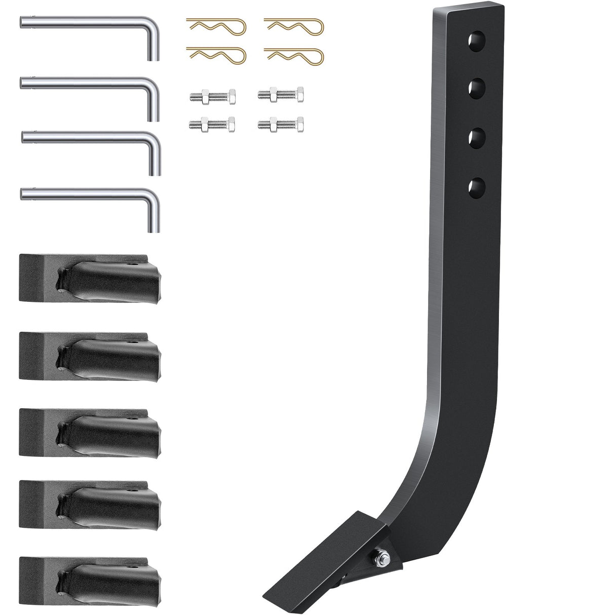 VEVOR Box Blade Shank, 46.4cm Scarifier Shank, 4 Holes Box Scraper Shank, Ripper Shank with Removable Tapered Teeth and Pins, Adjustable Shanks