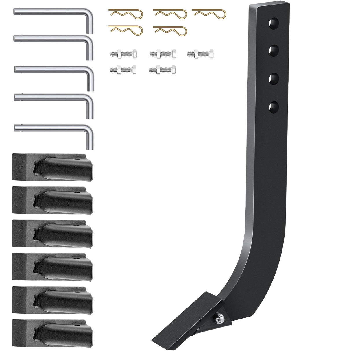 VEVOR Box Blade Shank, 46.4cm Scarifier Shank, 4 Holes Box Scraper Shank, Ripper Shank with Removable Tapered Teeth and Pins, Adjustable Shanks