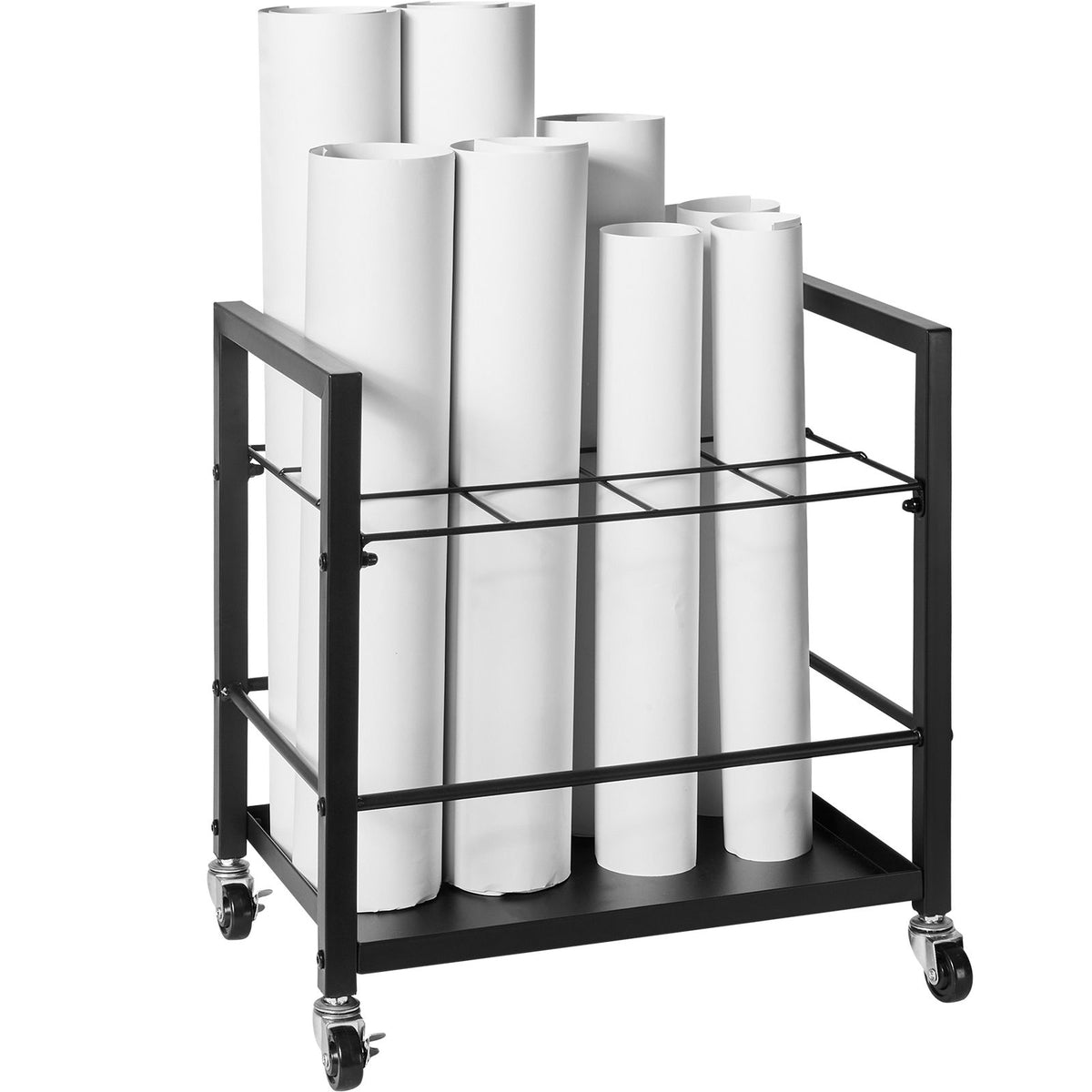 Blueprint Storage Rack, 12 Slots Blueprint Holder with Wheels, Mobile Metal Blueprint Storage Cart for Map Poster Architectural Construction Plan, Roll File Organizer for Home, Office, School