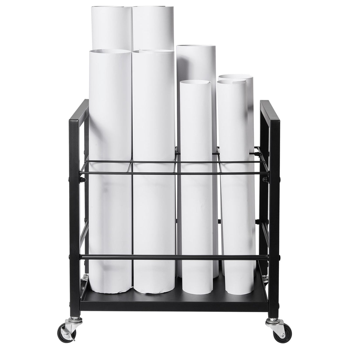 Blueprint Storage Rack, 12 Slots Blueprint Holder with Wheels, Mobile Metal Blueprint Storage Cart for Map Poster Architectural Construction Plan, Roll File Organizer for Home, Office, School