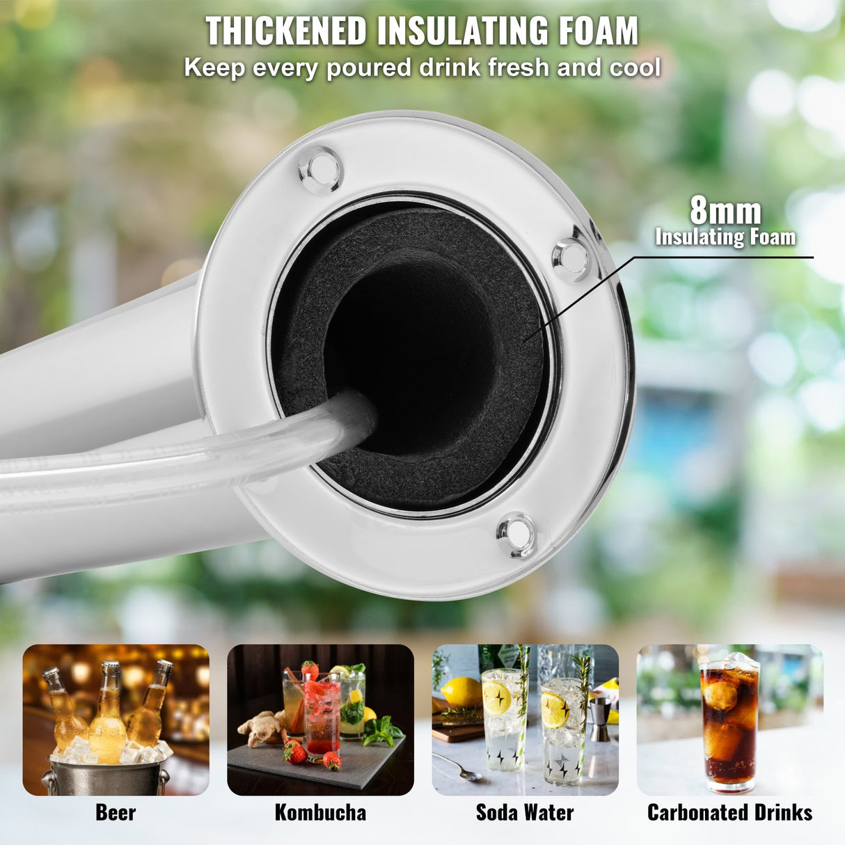 VEVOR Kegerator Tower Kit, Dual Taps Beer Conversion Kit, Stainless Steel Keg Beer Tower Dispenser with Dual Gauge W21.8 Regulator & A-System Keg