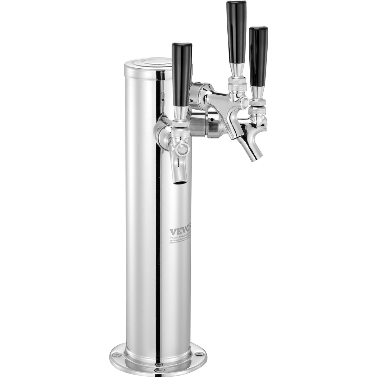 VEVOR Triple Taps Draft Beer Tower Dispenser, Stainless Steel Keg Beer Tower, Kegerator Tower Kit wi