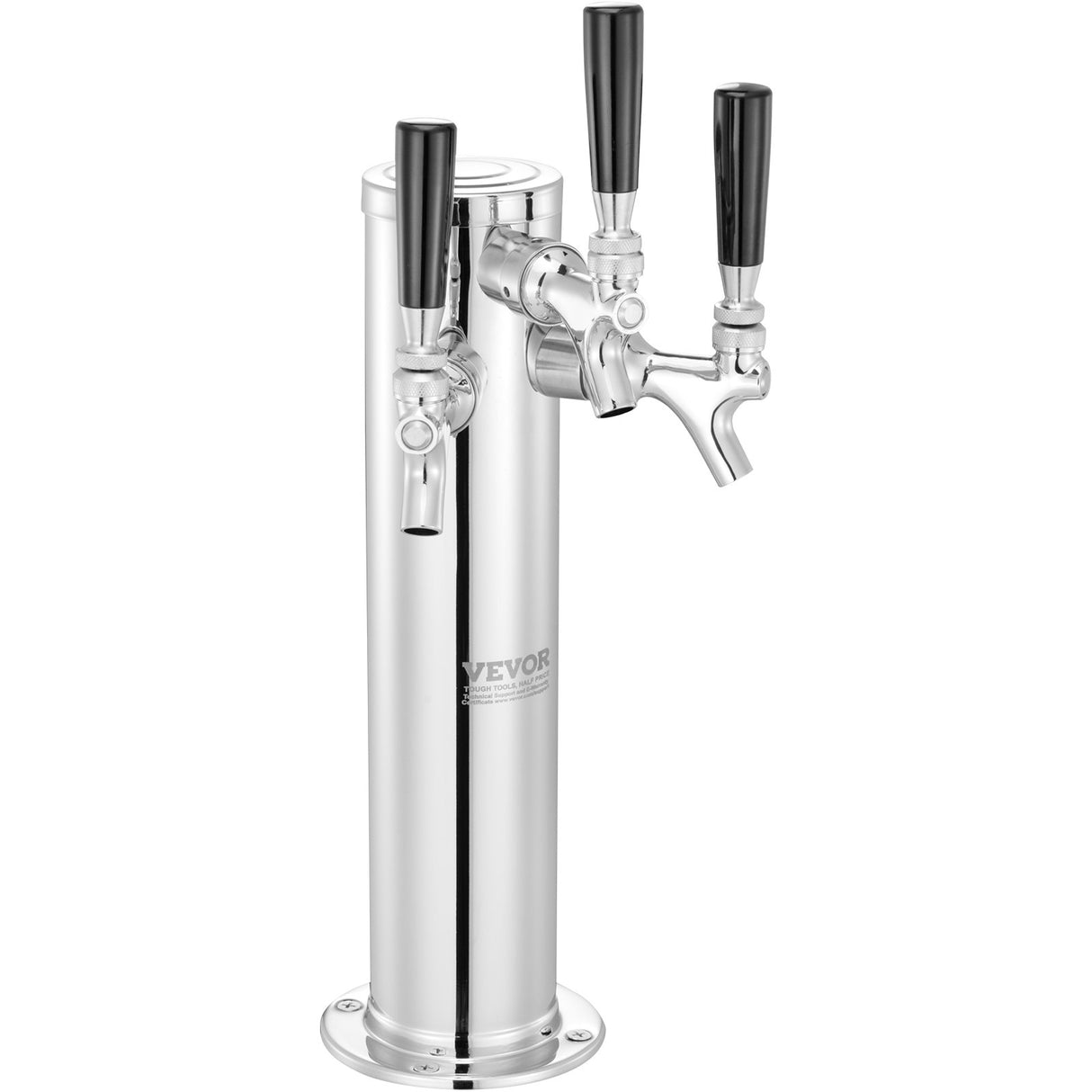 VEVOR Triple Taps Draft Beer Tower Dispenser, Stainless Steel Keg Beer Tower, Kegerator Tower Kit wi