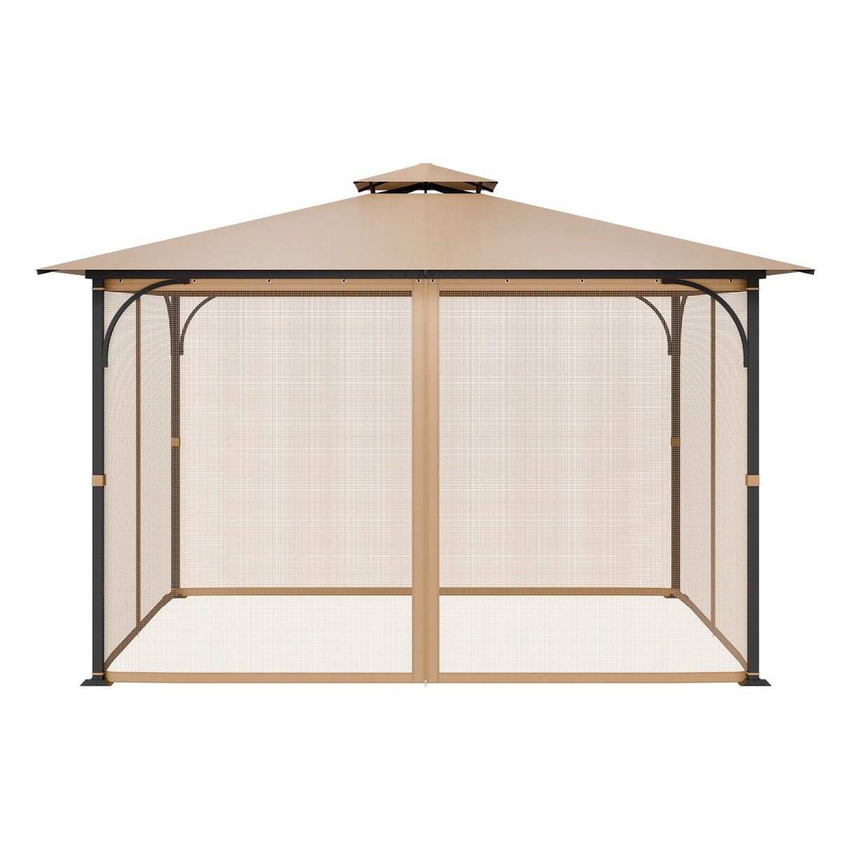Gazebo Netting Replacement, Fit Most 10 x 12 x 7.3 FT Gazebo, Outdoor Garden Gazebo Net, 4-Panel Sidewall Mesh Gazebo Curtain, Patio Midge Netting with Double Zipper, Canopy Screen (Netting Only)