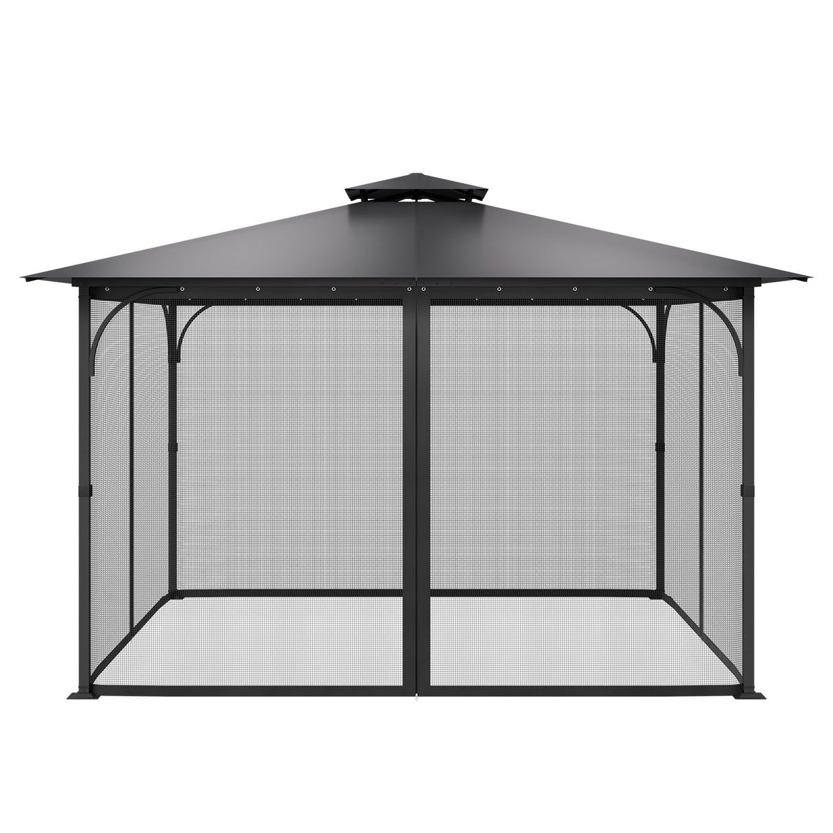 Gazebo Netting Replacement, Fit Most 12 x 12 x 7.5 FT Gazebo Curtain, Outdoor Garden Net, 4-Panel Sidewall Mesh Net, Patio Midge Netting with Double Zipper, Canopy Screen (Netting Only)