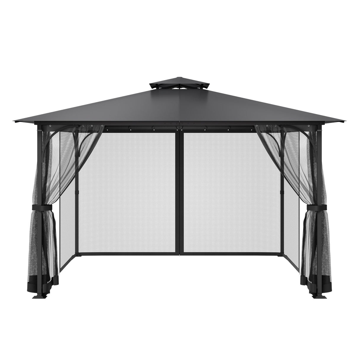 Gazebo Netting Replacement, Fit Most 12 x 12 x 7.5 FT Gazebo Curtain, Outdoor Garden Net, 4-Panel Sidewall Mesh Net, Patio Midge Netting with Double Zipper, Canopy Screen (Netting Only)