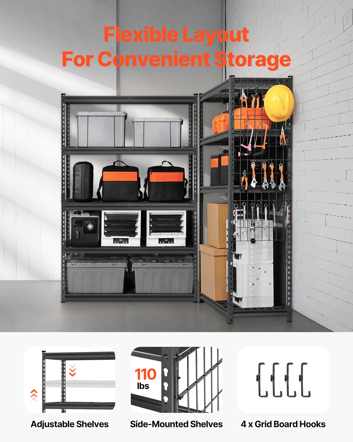 VEVOR Storage Shelves 5 Tier Adjustable Heavy Duty Garage Shelving Unit 1134 kg