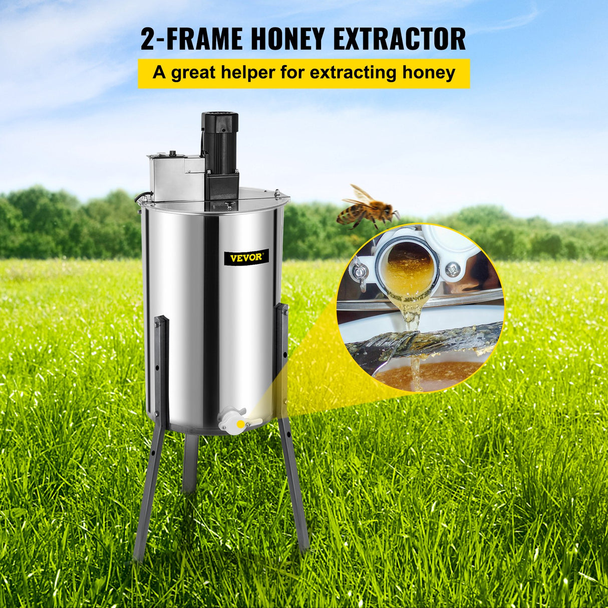 Vevor Brand New Large Two 2 Frame Stainless Steel Electric Honey Extractor