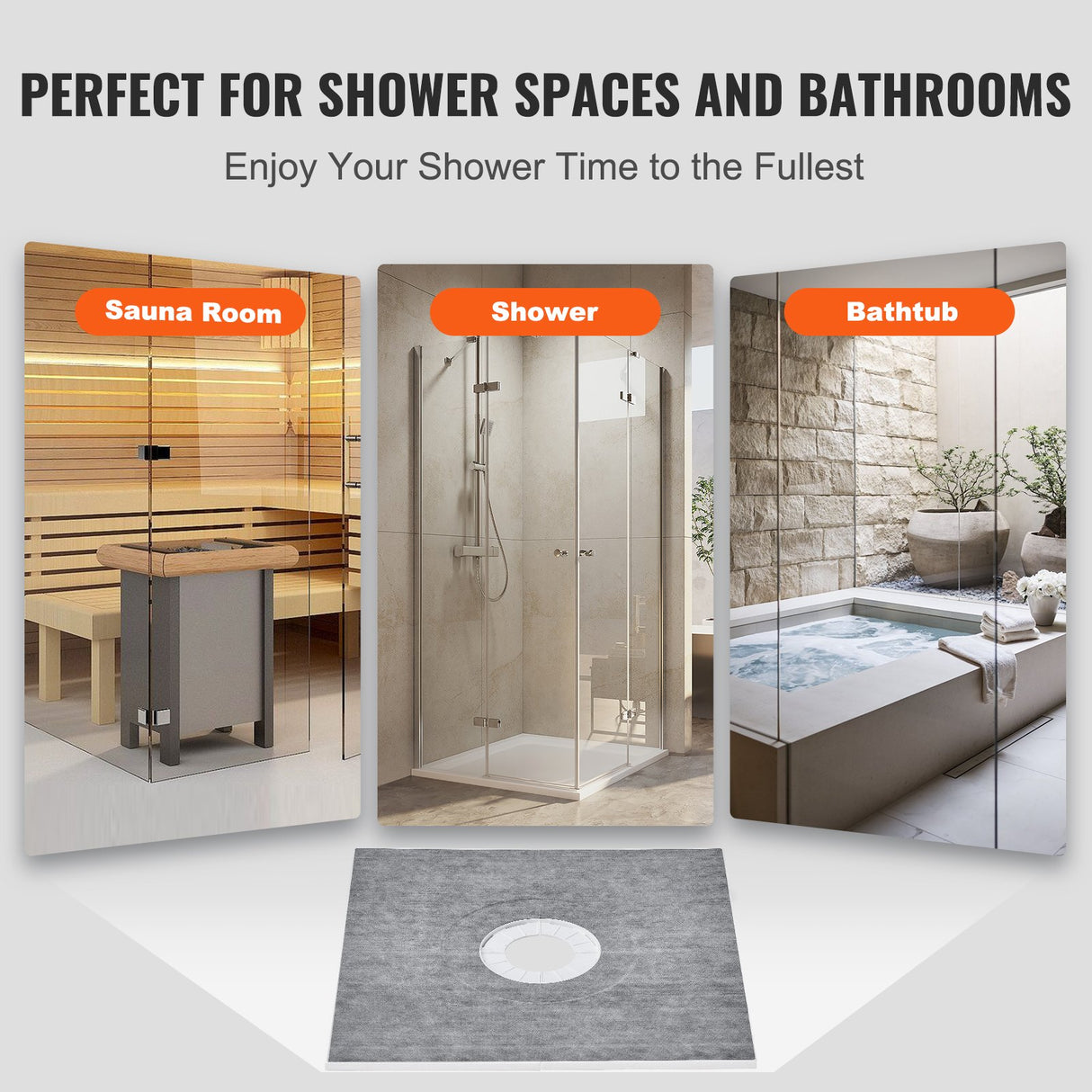 VEVOR Shower Curb Kit, 914x914mm Shower Pan Kit with 160mm Central Drain, Lightweight EPS Shower Installation Kits with 2 Waterproof Cloths, Shower