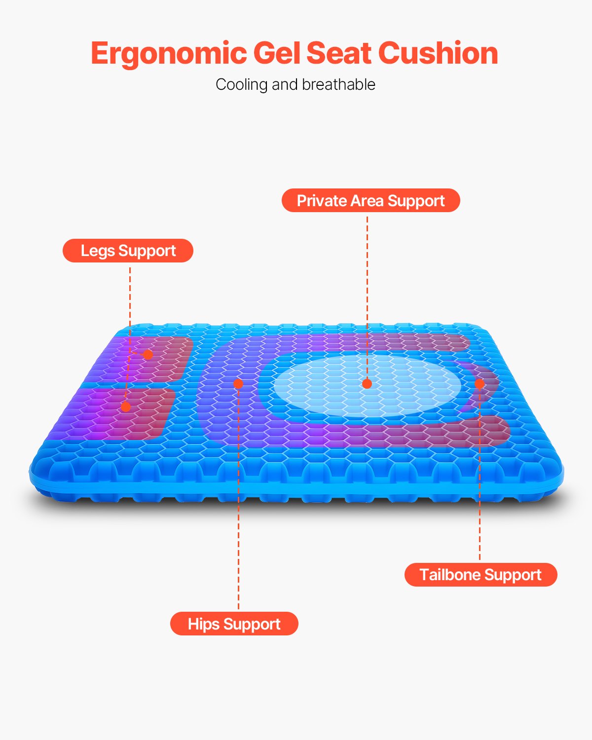 Seat Cushion Cooling Gel Seat Chair Cushion for Hips Back Pressure Relief