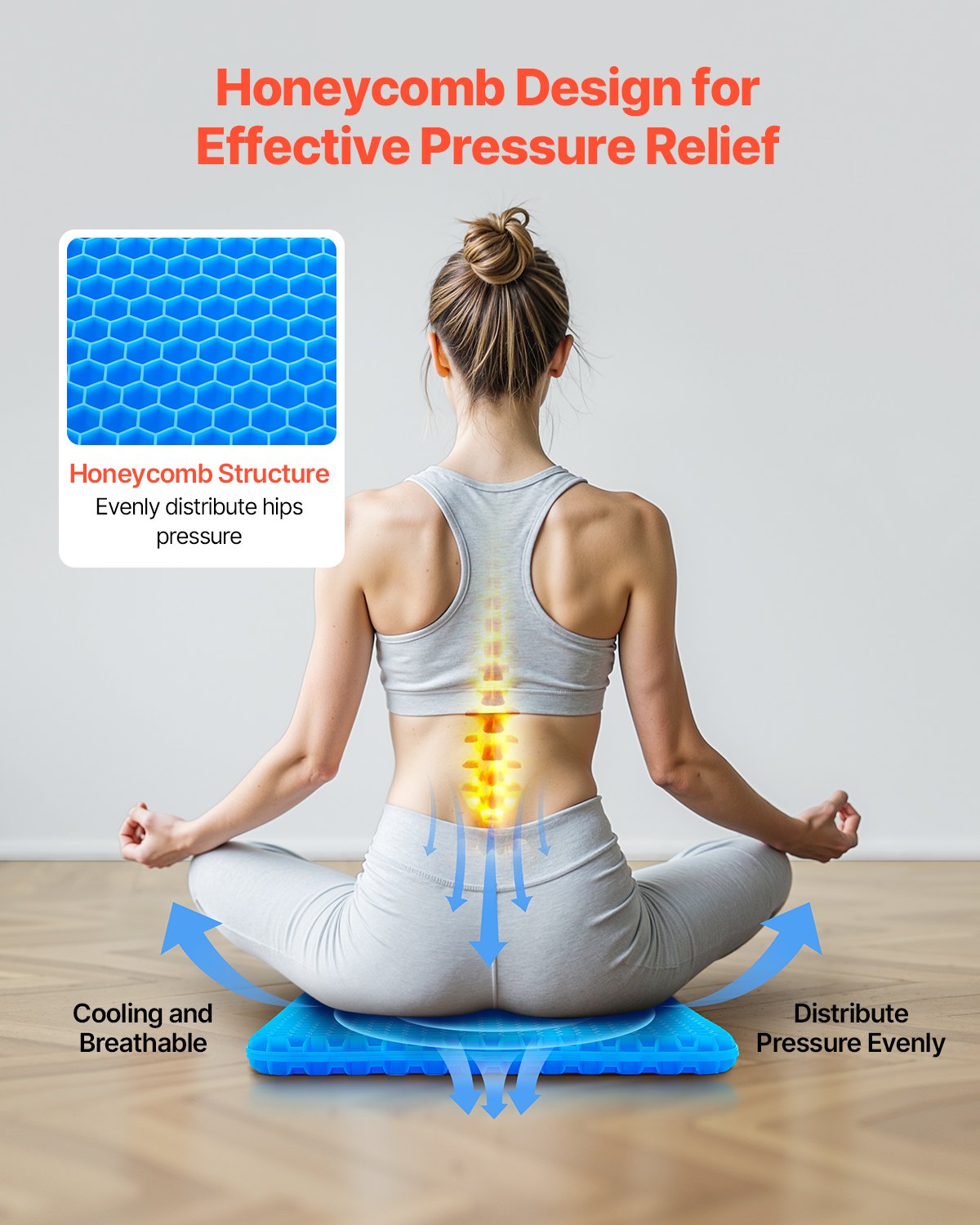 Seat Cushion Cooling Gel Seat Chair Cushion for Hips Back Pressure Relief