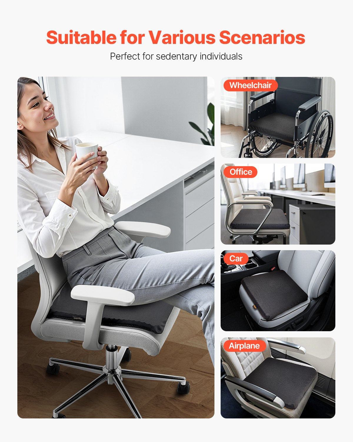 Seat Cushion Cooling Gel Seat Chair Cushion for Hips Back Pressure Relief