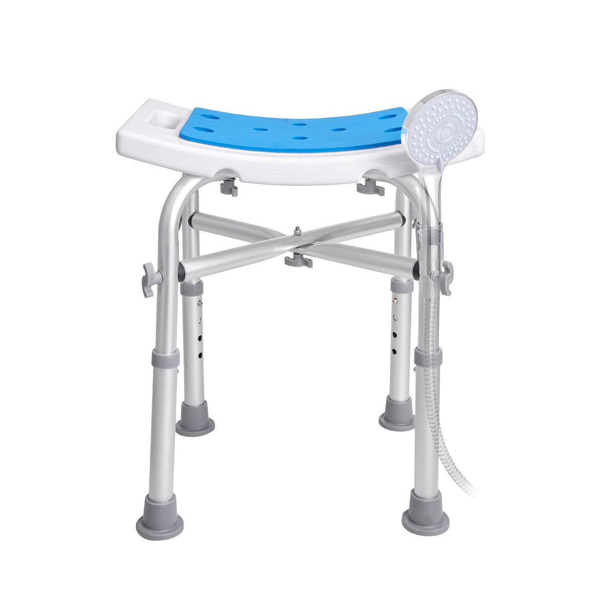 VEVOR Shower Chair, Adjustable Height Shower Stool with Crossbar Support, Shower Seat for Inside Shower or Tub, Non-Slip Bench Bathtub Stool Seat for Elderly Disabled Handicap, 226.8 kg Capacity