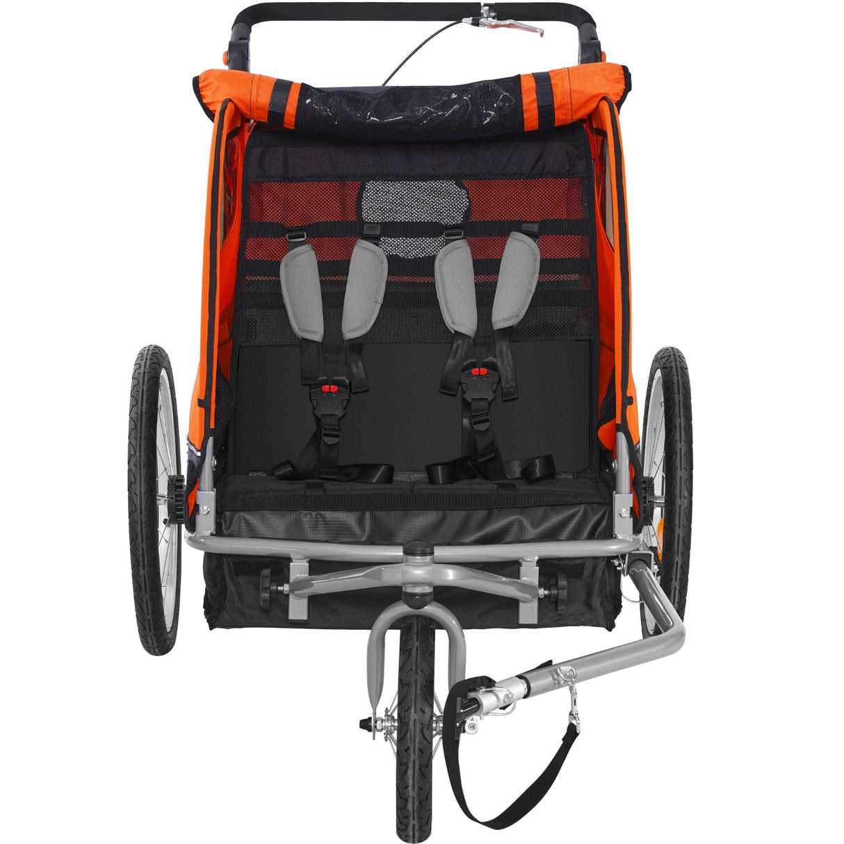 VEVOR Bike Trailer for Toddlers, Kids, Double Seat, 40 kg Load, 2-In-1 Canopy Carrier Converts to Stroller, Tow Behind Foldable Child Bicycle Trailer with Universal Bicycle Coupler, Orange and Gray