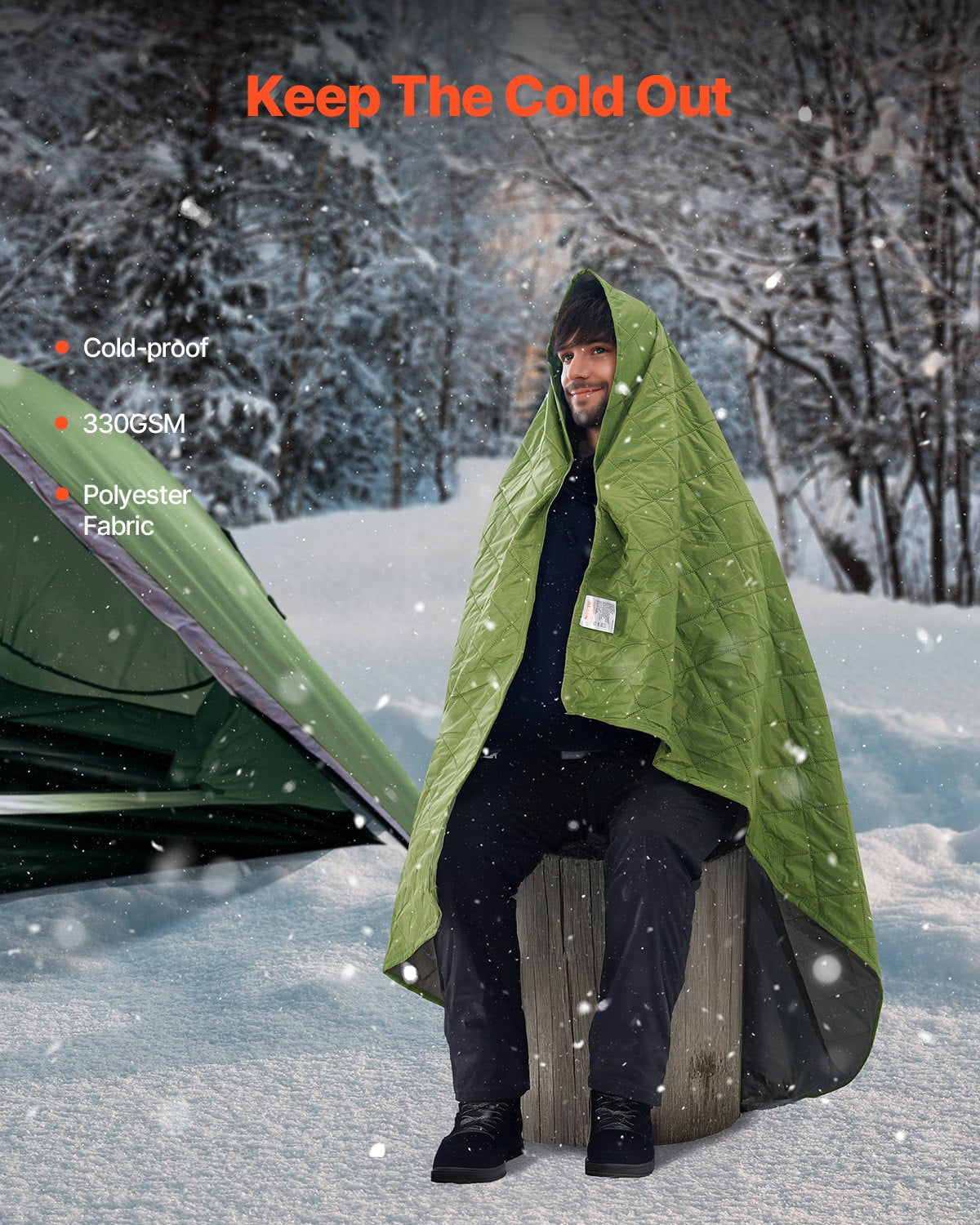 VEVOR Camping Blanket 2.08 m x 1.4 m Warm Stadium Blanket 330GSM Outdoor Travel