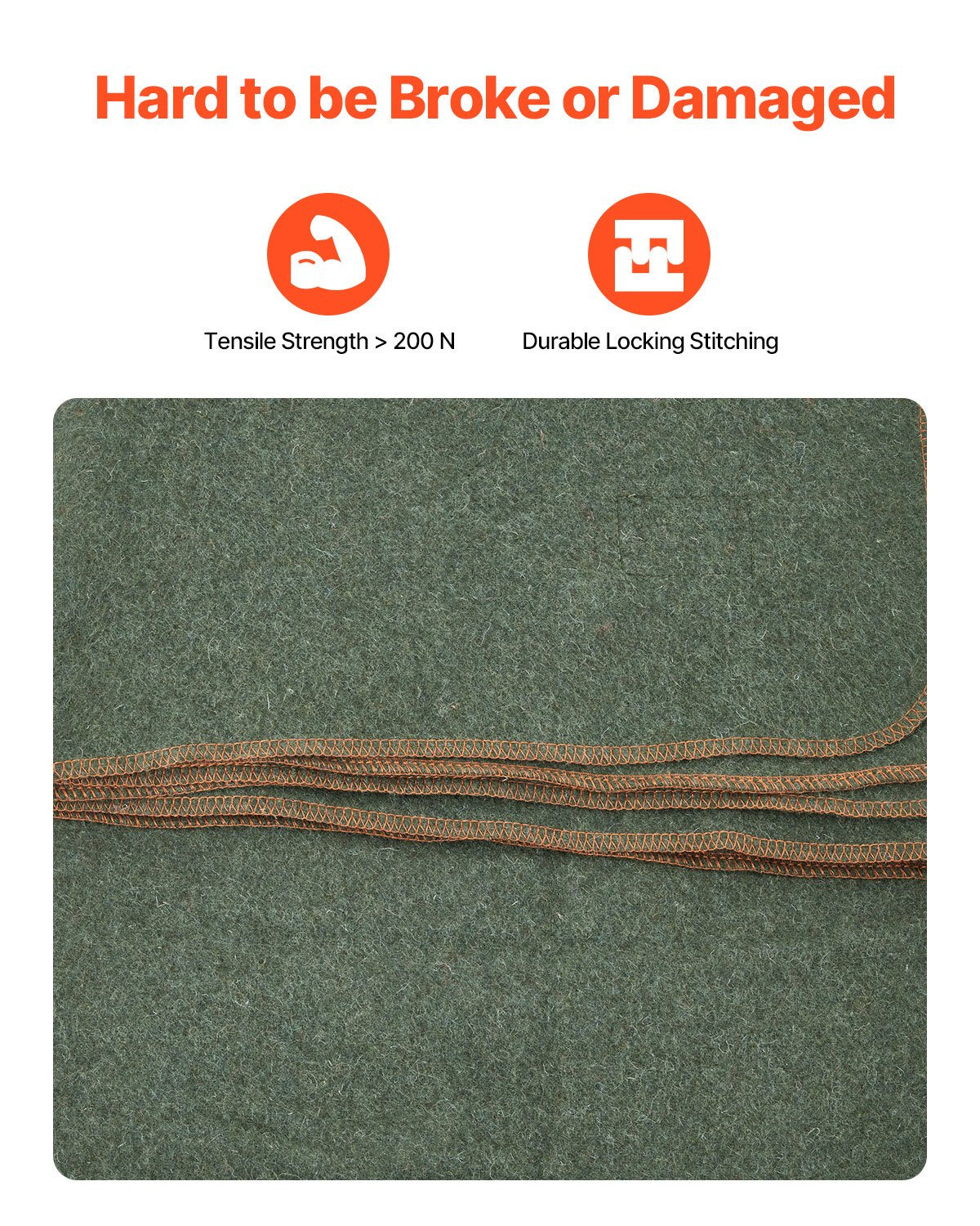 VEVOR Wool Camping Blanket 1.62 m x 2.23 m for Camping Hiking Travel Texture