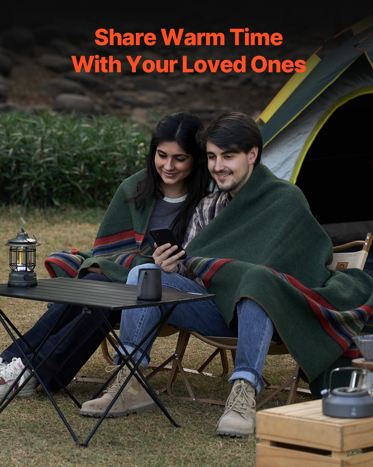 VEVOR Wool Camping Blanket 1.62 m x 2.23 m for Camping Hiking Travel Texture