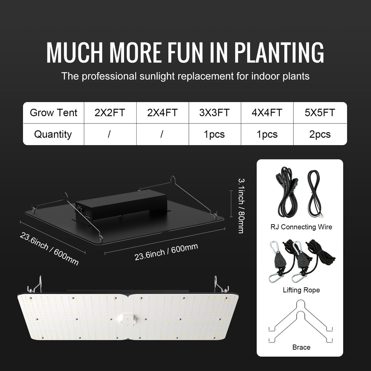 VEVOR LED Grow Light, 400W Full Spectrum Dimmable, High Yield Samsung 2B1B Diodes Growing Lamp for Indoor Plants Seedling Veg and Bloom Greenhouse