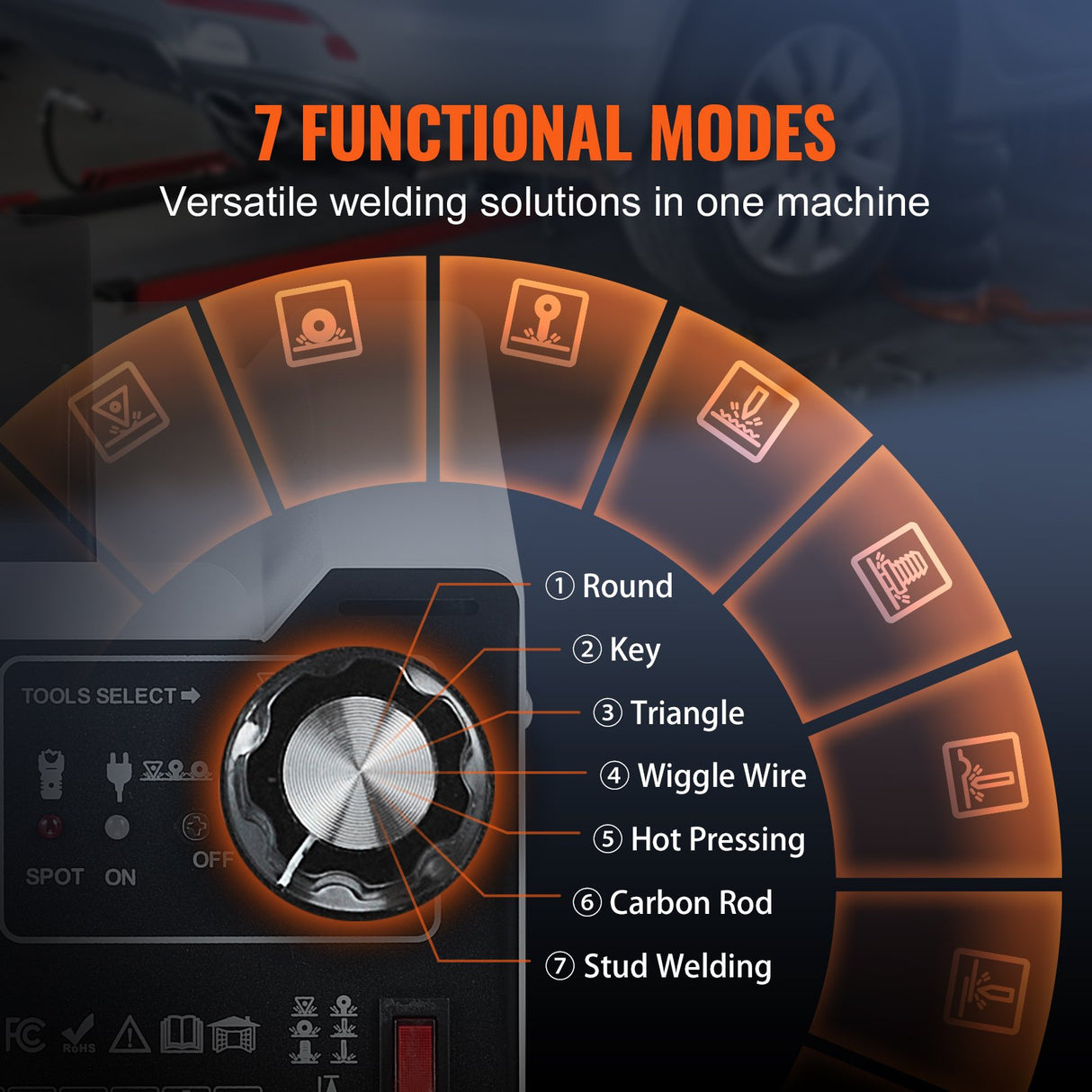 VEVOR Stud Welder Dent Repair Kit Spot Welding Dent Puller Machine with 7 Modes