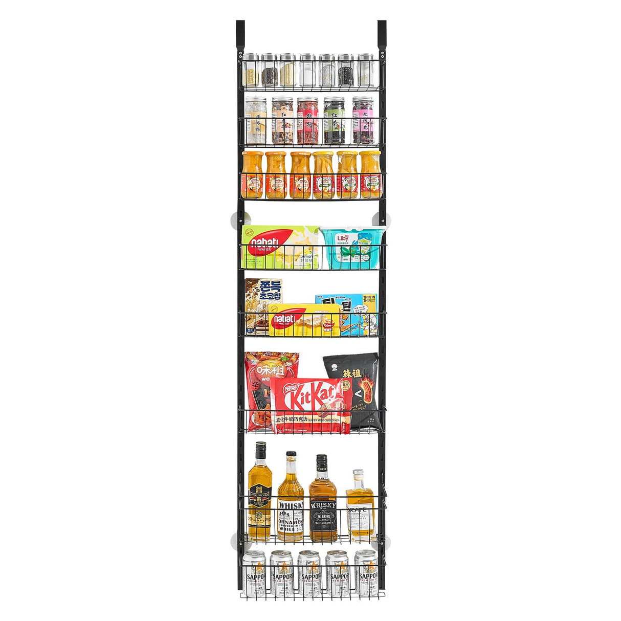 VEVOR 8-Tier Over the Door Pantry Organizer Hanging Storage Rack Adjustable