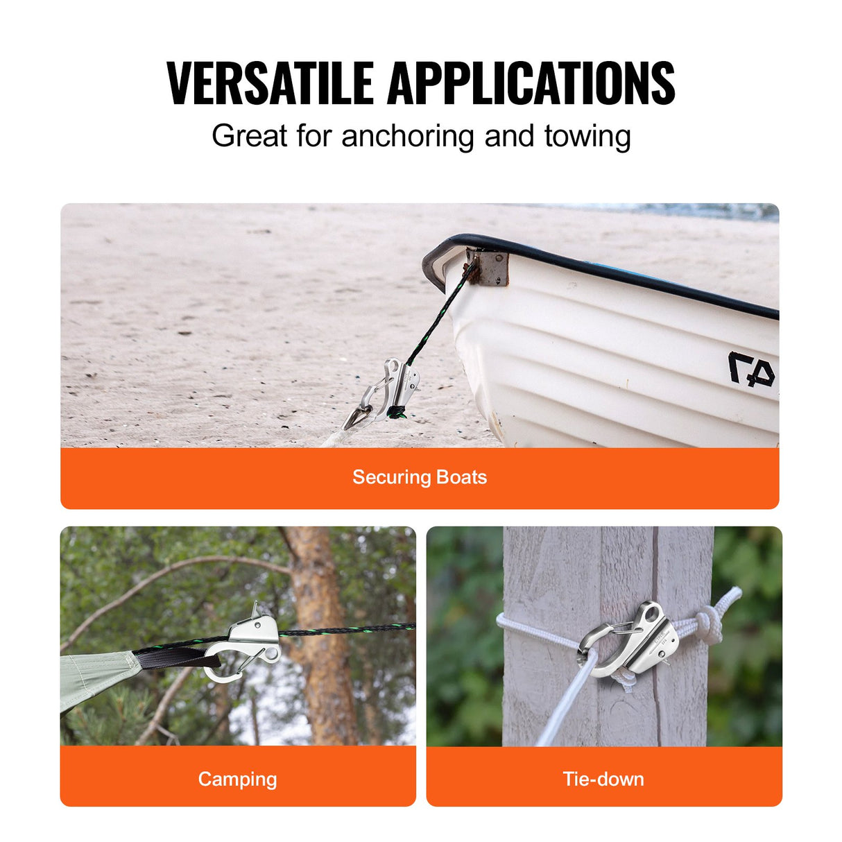 Boat Anchor Hook Stainless Steel Knotless Anchor System with Quick Release