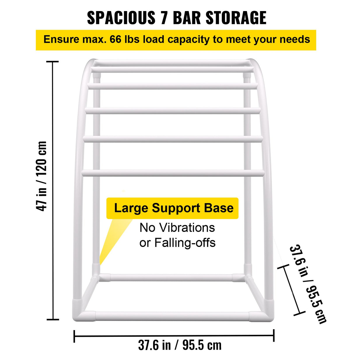 VEVOR Outdoor Towel Rack Pool Towel Rack 7 Bar Curved White Freestanding Patio