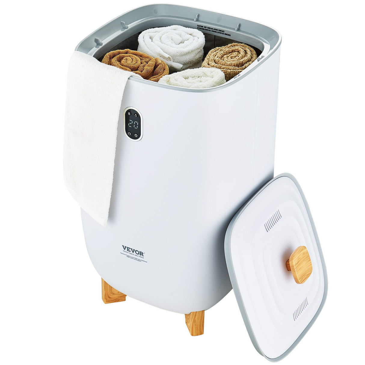 VEVOR 35L Large Towel Warmer Bucket with LED Screen Drying Fuction & Timer White