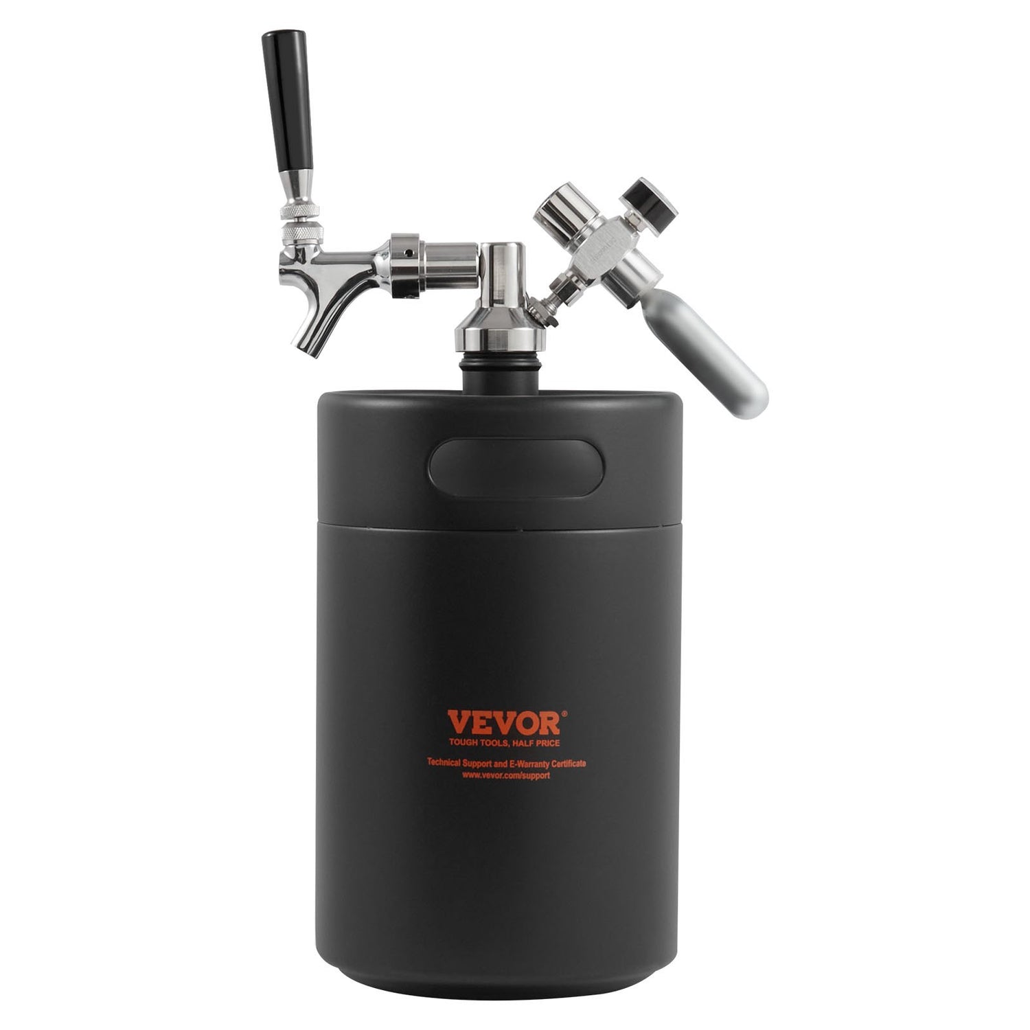 VEVOR Beer Growler Tap System, 5L Mini Keg, 304 Stainless Steel Pressurized Beer Growler, Keg Growler with Pressure Display, CO2 Regulator Faucet, Leak-Proof Ring For Draft, Homebrew, Craft Beer