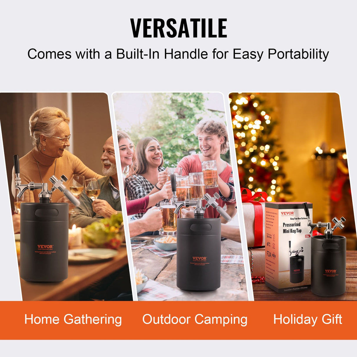 VEVOR Beer Growler Tap System, 5L Mini Keg, 304 Stainless Steel Pressurized Beer Growler, Keg Growler with Pressure Display, CO2 Regulator Faucet,
