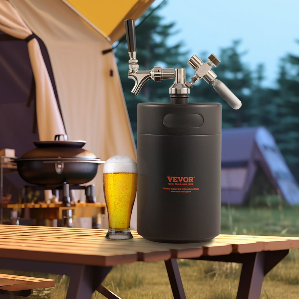 VEVOR Beer Growler Tap System, 5L Mini Keg, 304 Stainless Steel Pressurized Beer Growler, Keg Growler with Pressure Display, CO2 Regulator Faucet,