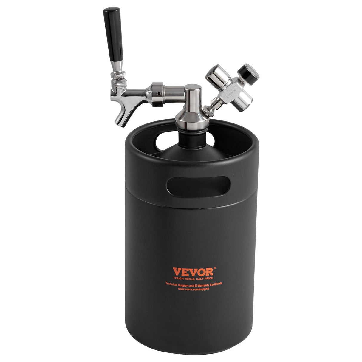 VEVOR Beer Growler Tap System, 5L Mini Keg, 304 Stainless Steel Pressurized Beer Growler, Keg Growler with Pressure Display, CO2 Regulator Faucet,