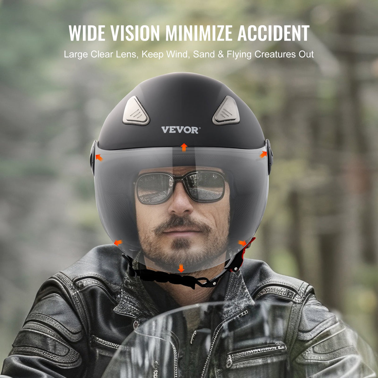 3/4-Face Motorcycle Helmet Motocross Helmet with Bluetooth Communication