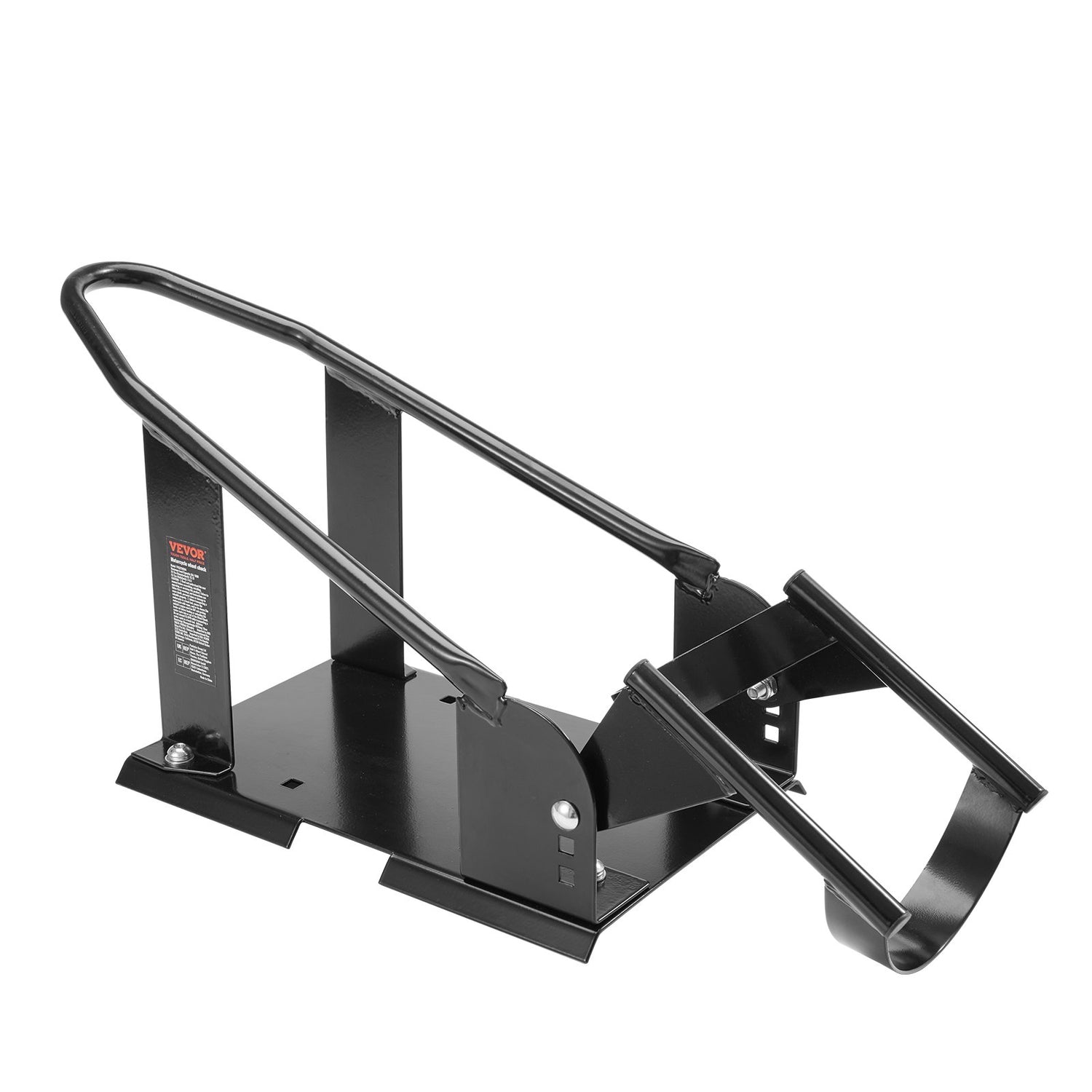 VEVOR Motorcycle Wheel Chock, 816.5 kg Capacity Wheel Cradle Holder, Heavy-duty Steel Motorcycle Front Wheel Stand with 3 Adjustable Holes, For 381-533.4 mm Off-Road Motorcycles, Standard Motorcycles