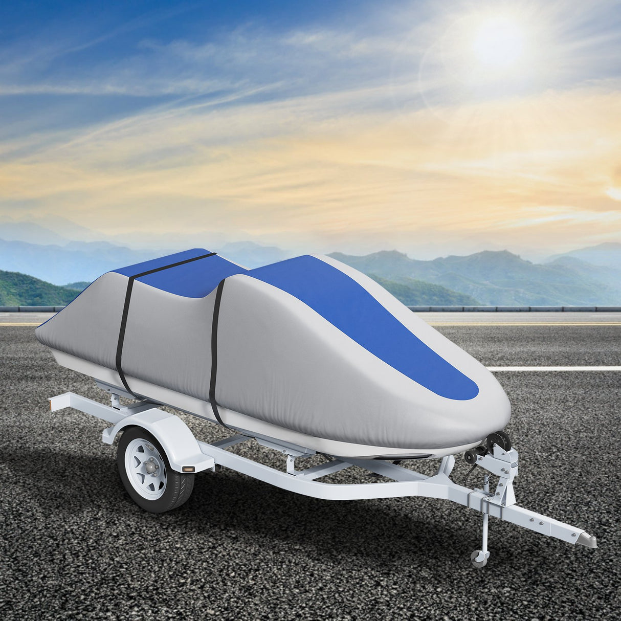 VEVOR Jet Ski Cover 320-342 cm Trailerable Waterproof PWC Cover, Heavy-duty 600D Marine Grade PU Oxford Fabric, UV Resistant Seadoo Cover with Buckle