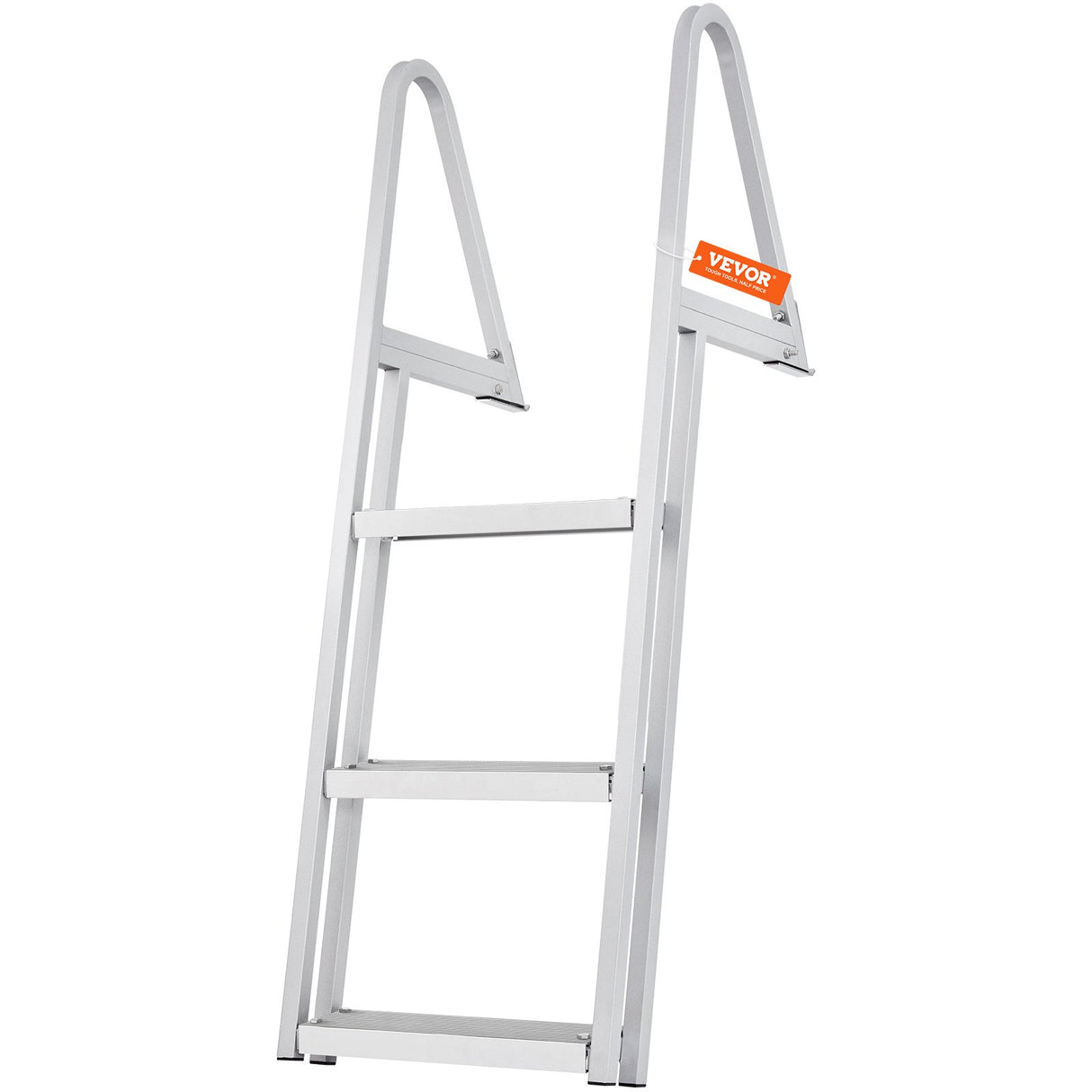 VEVOR Dock Ladder, Removable 3 Steps, 159 kg Load Capacity, Aluminum Alloy Pontoon Boat Ladder with 101.6 mm Wide Step & Nonslip Rubber Mat, Easy to