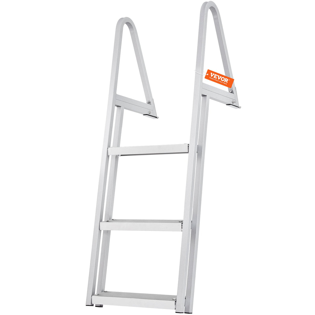 VEVOR Dock Ladder, Removable 3 Steps, 159 kg Load Capacity, Aluminum Alloy Pontoon Boat Ladder with 101.6 mm Wide Step & Nonslip Rubber Mat, Easy to