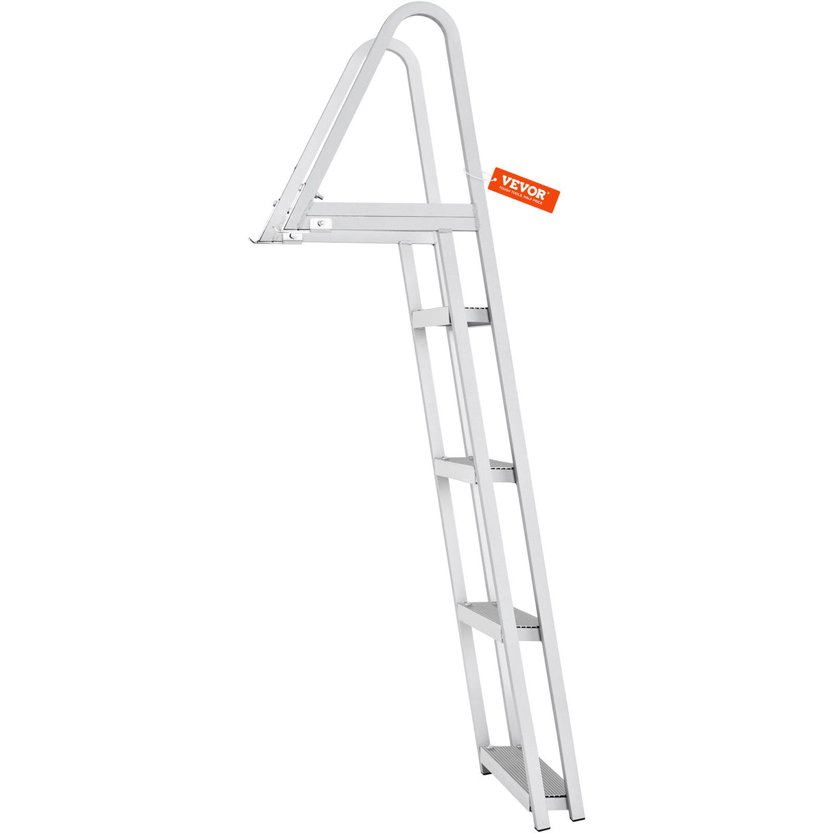 VEVOR Dock Ladder, Removable 4 Steps, 350 lbs Load Capacity, Aluminum Alloy Pontoon Boat Ladder with 4'' Wide Step & Nonslip Mat, Easy to Install for