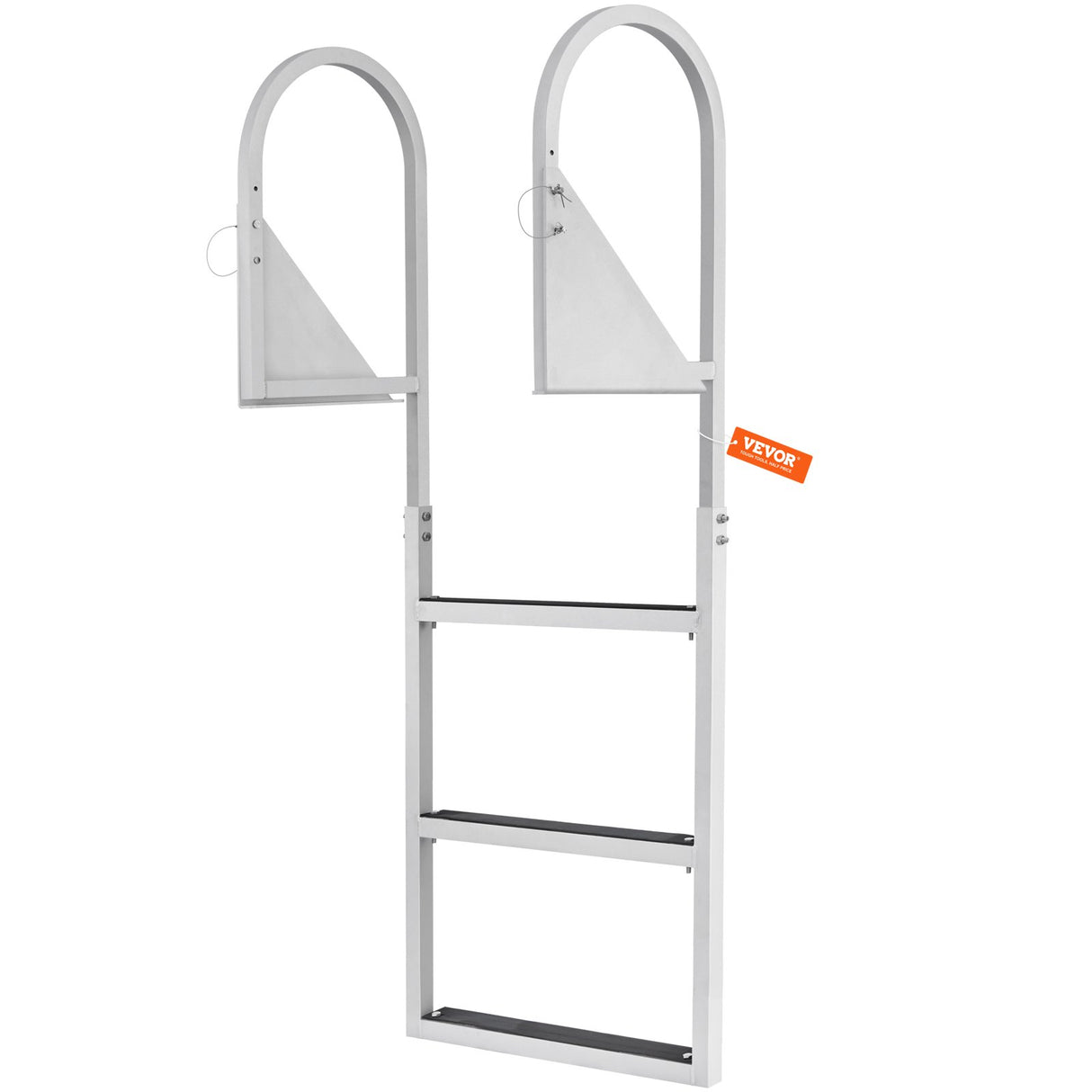 VEVOR Dock Ladder, Flip-Up 3 Steps, 159 kg Load Capacity, Aluminum Alloy Pontoon Boat Ladder with 50.8 mm Wide Step & Nonslip Rubber Mat, Easy to