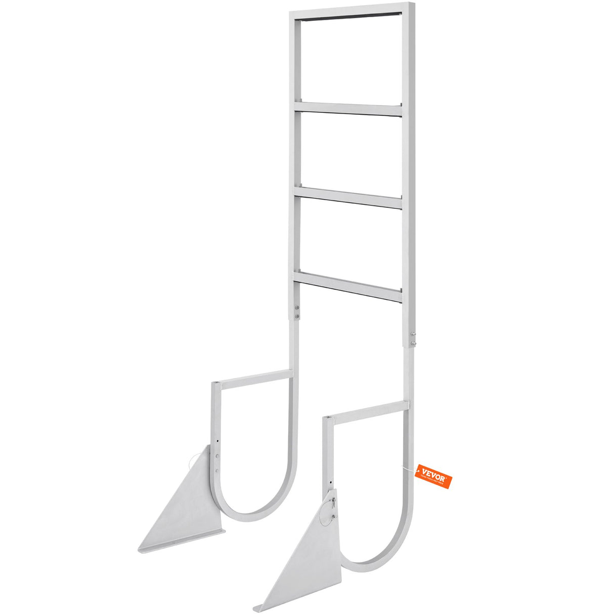 VEVOR Dock Ladder, Flip-Up 4 Steps, 159 kg Load Capacity, Aluminum Alloy Pontoon Boat Ladder with 50.8 mm Wide Step & Nonslip Rubber Mat, Easy to Install for Ship/Lake/Pool/Marine Boarding