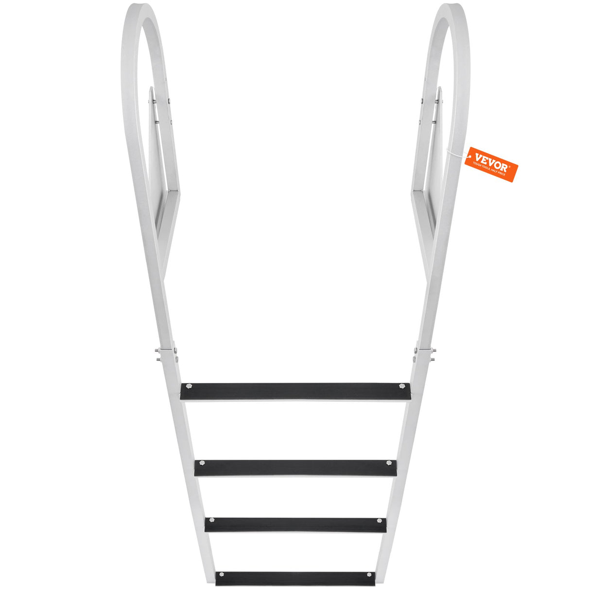 VEVOR Dock Ladder, Flip-Up 4 Steps, 159 kg Load Capacity, Aluminum Alloy Pontoon Boat Ladder with 50.8 mm Wide Step & Nonslip Rubber Mat, Easy to Install for Ship/Lake/Pool/Marine Boarding