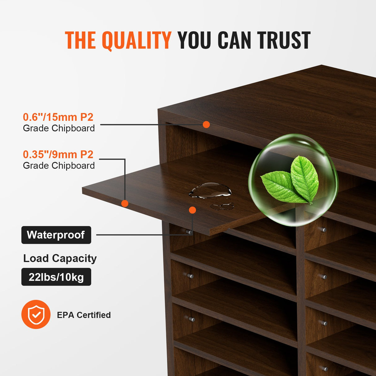 VEVOR Wood Literature Organizer Adjustable File Sorter 12 Compartments Brown