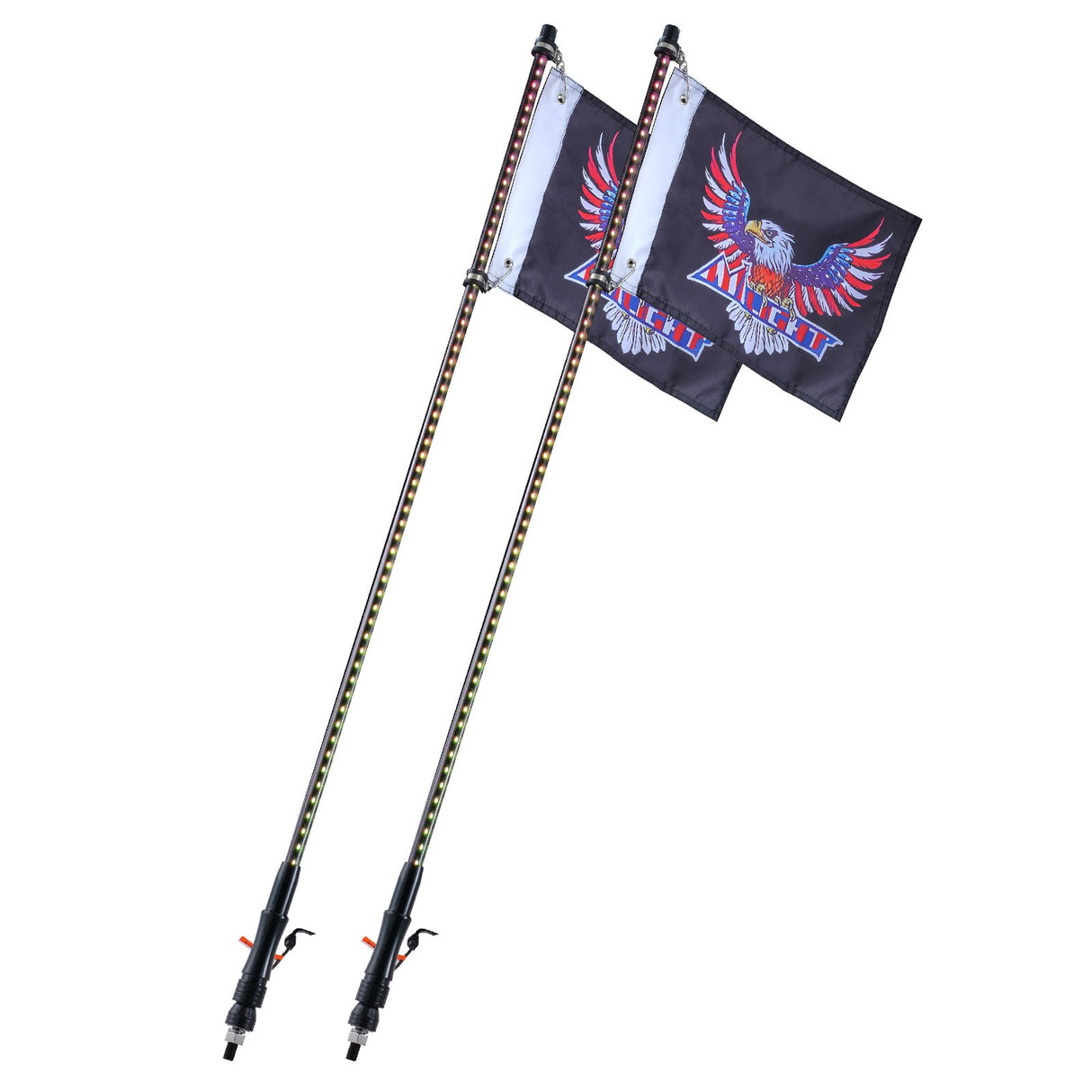 VEVOR 2 PCS 3 FT Whip Light, APP & RF Remote Control Led Whip Light, Waterproof RGB Chasing Lighted Whips with 4 Flags, for UTVs, ATVs, Motorcycles,