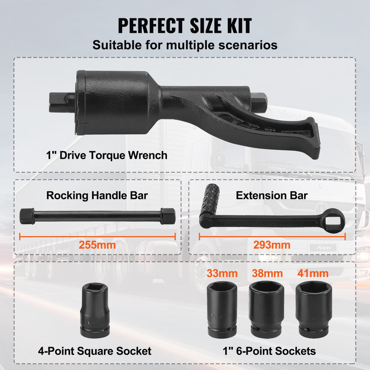 VEVOR Torque Multiplier, Heavy Duty Torque Multiplier Wrench Set, 1 Inch Drive Lug Nut Wrench Torque Multiplier, 1:64 6800N.m Lug Nut Remover, with 4