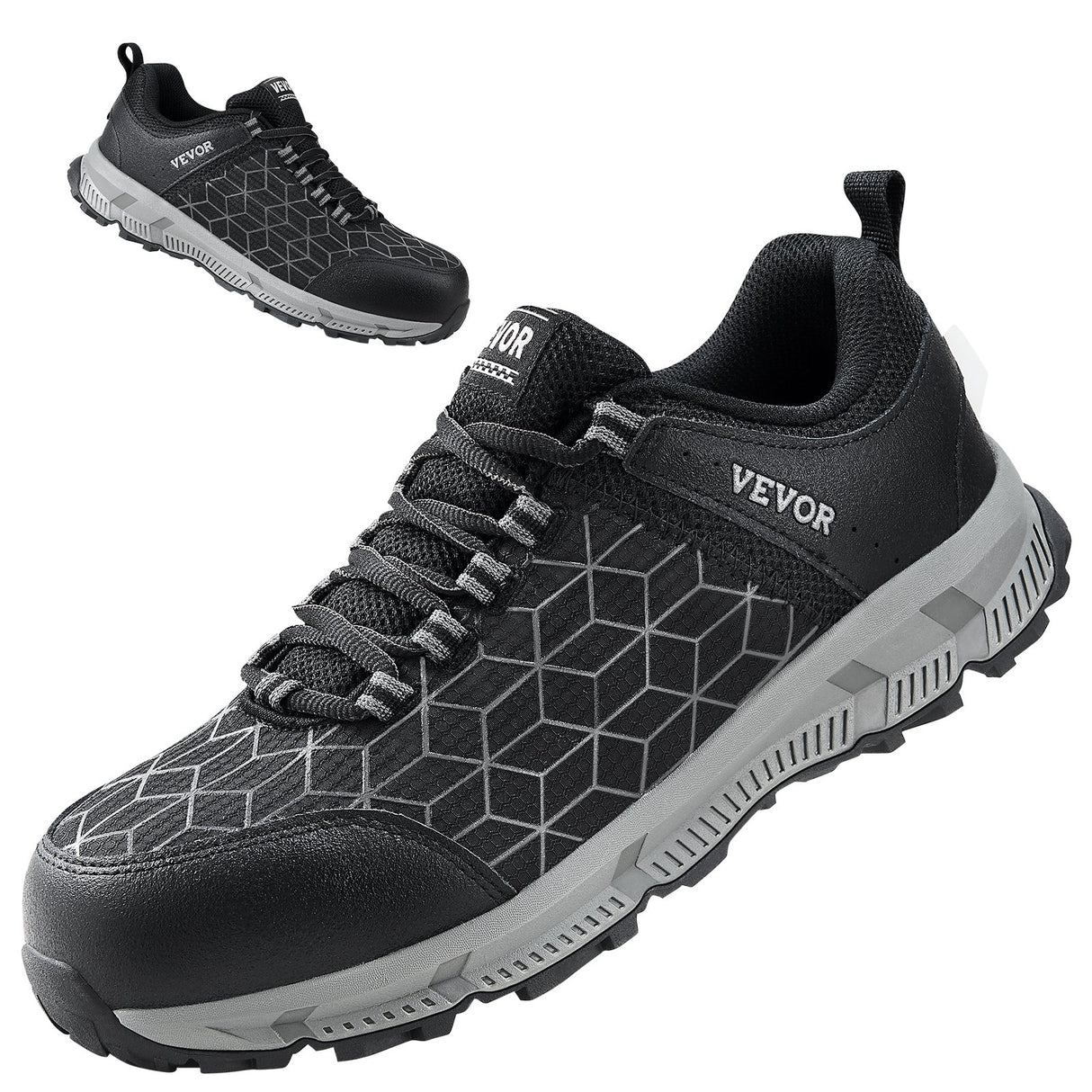 VEVOR Steel Toe Shoes for Men US Size 9 Athletic Work Shoe Sneakers Black