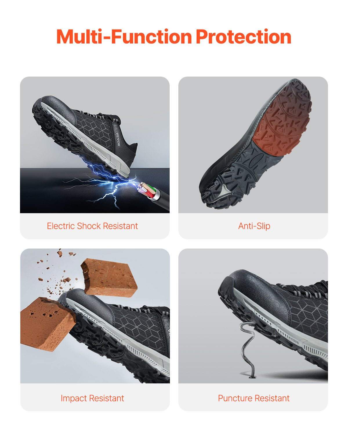 VEVOR Steel Toe Shoes for Men US Size 11 Wide Athletic Work Shoe Sneakers Black