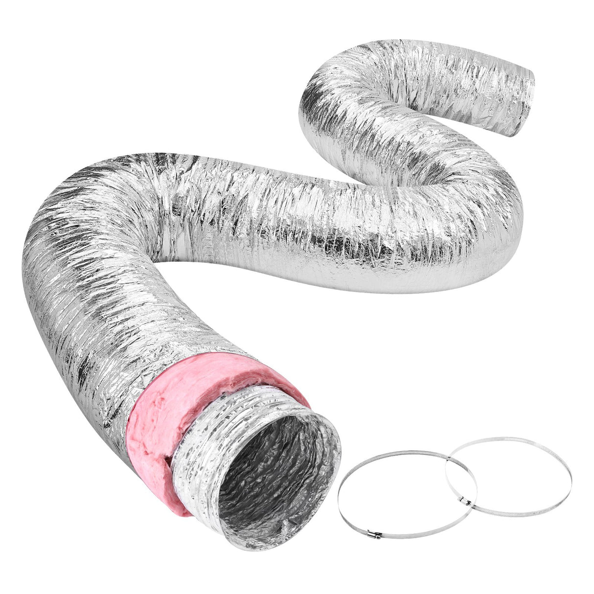 VEVOR Dryer Vent Hose, 152.4MM Insulated Flexible Duct 7.62M Long with 2 Duct Clamps, Heavy-Duty Three Layer Protection for HVAC Heating Cooling