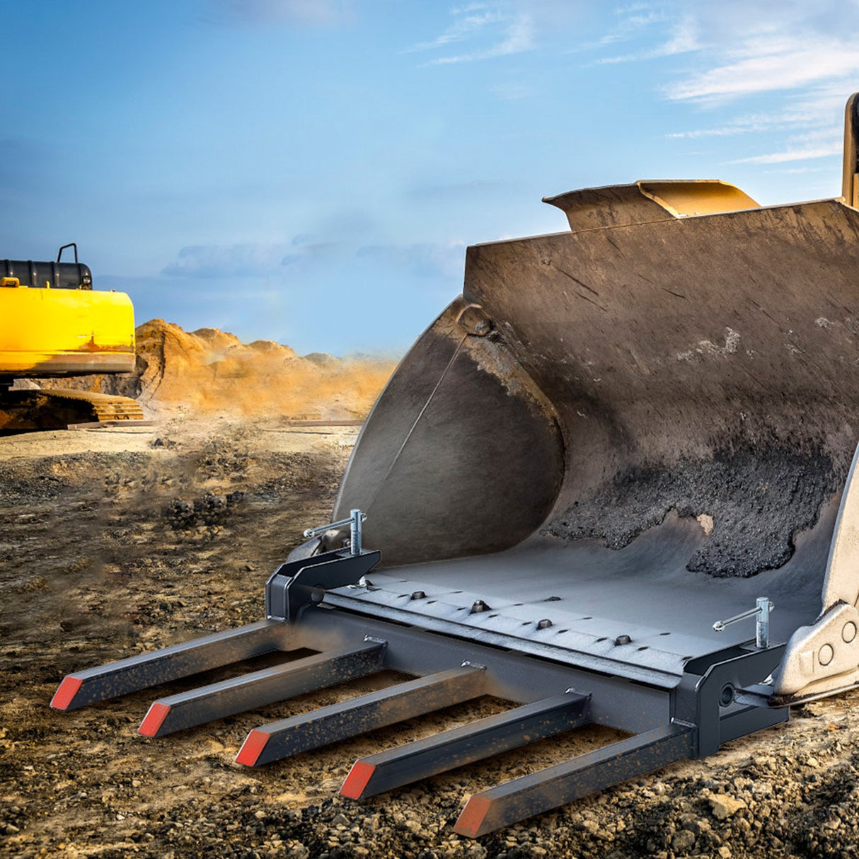 VEVOR Clamp on Debris Forks to 1200 mm Bucket, 1200 kg Capacity Heavy Duty Clamp on Pallet Forks Attachments, Fit for Loader Bucket Skidsteer Tractor