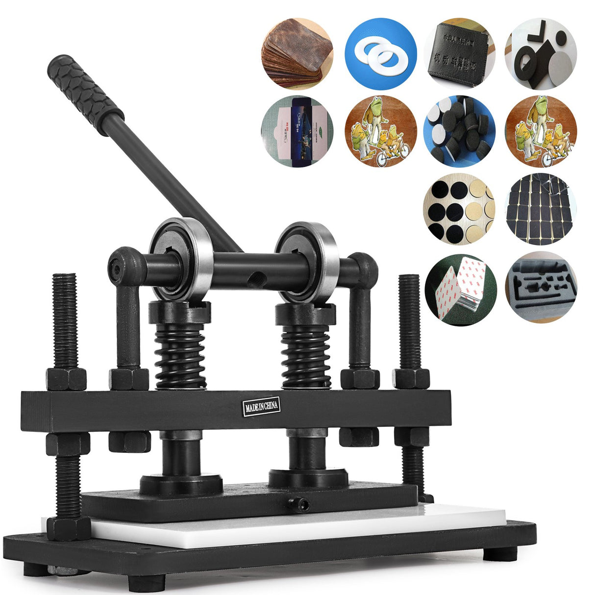 Leather Cutting Machine Double Guiding Shaft Leather Embossing Machine with 260x120mm Upper Platen Max 10 mm Leather Die Cutter Suitable for Photo Paper PVC/EVA Sheet